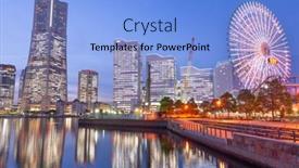  Presentation with rise - Theme consisting of yokohama-japan-modern-high-rise background and a light blue colored foreground