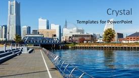  Presentation with japan - PPT layouts enhanced with yokohama skyline in japan background and a light blue colored foreground
