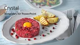  Presentation with pomegranate - Cool new presentation with yolk pomegranate seeds and potato backdrop and a light blue colored foreground