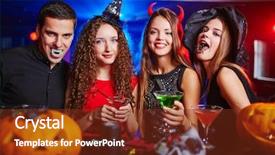  Presentation with faces - PPT theme enhanced with yong people making sinister faces background and a tawny brown colored foreground