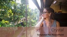  Presentation with sri lanka - Theme featuring yong-woman-enjoying-train-ride background and a coral colored foreground