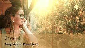  Presentation with sri lanka - PPT theme enhanced with yong-woman-enjoying-train-ride background and a gold colored foreground