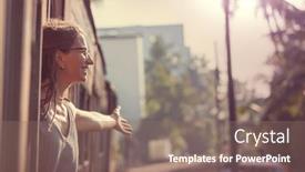  Presentation with sri lanka - Slide deck enhanced with yong-woman-enjoying-train-ride background and a violet colored foreground