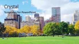  Presentation with new york city - Cool new PPT layouts with york city manhattan central park backdrop and a light blue colored foreground