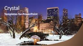  Presentation with new york city subway station - Beautiful presentation theme featuring york city manhattan central park backdrop and a ocean colored foreground