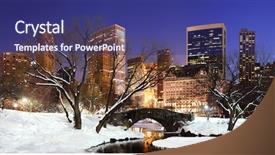  Presentation with new york city - Slide deck featuring york city manhattan central park background and a ocean colored foreground