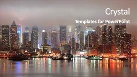  Presentation with new york night - Colorful PPT theme enhanced with york city manhattan midtown times backdrop and a gray colored foreground