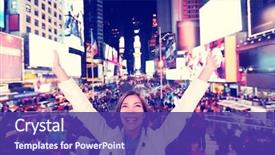  Presentation with times square - PPT theme featuring york city manhattan times square background and a violet colored foreground