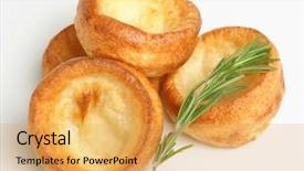  Presentation with essential oil bottles and rosemary - Colorful presentation enhanced with yorkshire puddings with sprig backdrop and a yellow colored foreground