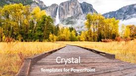  Presentation with autumn morning - Amazing PPT layouts having boardwalk in yosemite national park backdrop and a coral colored foreground