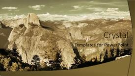  Presentation with yosemite - Colorful slide set enhanced with yosemite-mountain-ridge-with-waterfall backdrop and a gold colored foreground