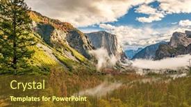  Presentation with autumn morning - PPT theme enhanced with yosemite national park valley background and a tawny brown colored foreground