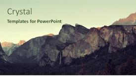  Presentation with waterfalls - Amazing PPT theme having yosemite valley at sunset with mountains and waterfalls panorama backdrop and a soft green colored foreground