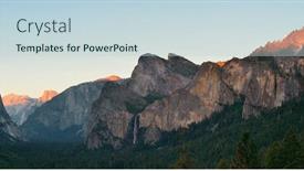  Presentation with waterfalls - Cool new theme with yosemite valley at sunset with mountains and waterfalls panorama backdrop and a lemonade colored foreground