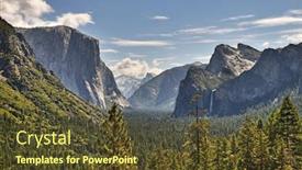  Presentation with waterfalls - Colorful slides enhanced with yosemite valley vista from tunnel view showing the mountains and waterfalls backdrop and a tawny brown colored foreground