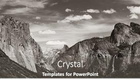  Presentation with yosemite - PPT layouts having yosemite valley with mountains and waterfalls in black and white background and a gray colored foreground