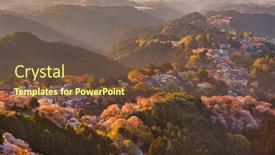  Presentation with season - Presentation design featuring yoshinoyama-nara-japan-in-spring background and a tawny brown colored foreground