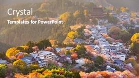  Presentation with season - PPT theme with yoshinoyama-nara-japan-in-spring background and a coral colored foreground