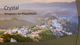  Presentation with travel japan - Presentation with yoshinoyama nara japan view background and a coral colored foreground