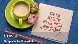  Presentation with napkin - Slides featuring you-are-beautiful background and a ocean colored foreground