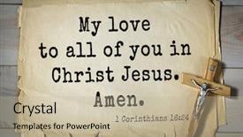  Presentation with top 150 - Audience pleasing slides consisting of you in christ jesus amen backdrop and a mint green colored foreground