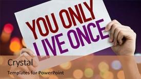  Presentation with live - Slide deck consisting of you only live once placard with night lights on background background and a coral colored foreground