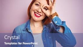  Presentation with denim - Audience pleasing theme consisting of youg-beautiful-redhead-woman-wearing backdrop and a ocean colored foreground