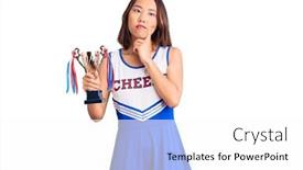  Presentation with champion - PPT theme enhanced with youn-beautiful-asian-girl-wearing background and a white colored foreground