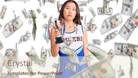  Presentation with champion - PPT layouts enhanced with youn-beautiful-asian-girl-wearing background and a lemonade colored foreground