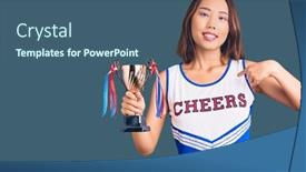  Presentation with champion - Audience pleasing slide set consisting of youn-beautiful-asian-girl-wearing backdrop and a ocean colored foreground