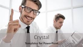  Presentation with accountant - Beautiful PPT theme featuring young accountant holding a thumb up and smiling backdrop and a light gray colored foreground