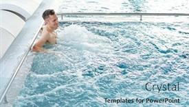  Presentation with swimming pool - Beautiful presentation design featuring young-active-man-enjoying-feeling backdrop and a light blue colored foreground