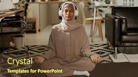  Presentation with woman muslim - Slides featuring young-active-muslim-woman background and a tawny brown colored foreground