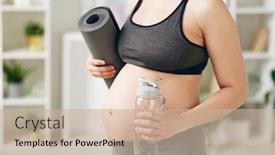  Presentation with physical exercises - Colorful slide set enhanced with young-active-pregnant-woman backdrop and a soft green colored foreground