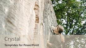  Presentation with rock climbing - PPT theme enhanced with young-active-teen-girl-doing background and a lemonade colored foreground