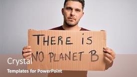  Presentation with change thinking - Audience pleasing presentation theme consisting of young-activist-man-holding-protest backdrop and a coral colored foreground