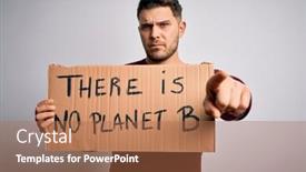  Presentation with protest - Presentation design with young-activist-man-holding-protest background and a coral colored foreground