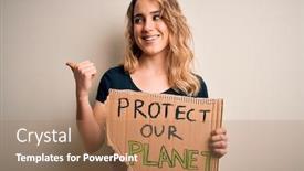  Presentation with envvironmental activist - Audience pleasing slide set consisting of young-activist-woman-asking backdrop and a coral colored foreground