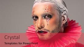  Presentation with red white grey - Audience pleasing theme consisting of young-actor-with-stage-makeup backdrop and a red colored foreground