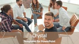  Presentation with design team - Slides having young adult - designer and creative team background and a  colored foreground