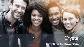  Presentation with harlem new york - Amazing PPT theme having young adult - portrait of multi-ethnic friends backdrop and a tawny brown colored foreground