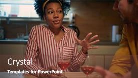  Presentation with afro - Colorful PPT layouts enhanced with young-adult-afro-american-woman backdrop and a tawny brown colored foreground