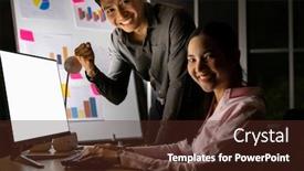  Presentation with desktop - Slide set having young-adult-asian-businessman background and a tawny brown colored foreground