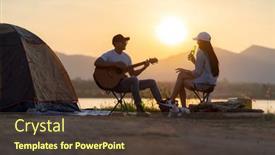  Presentation with campsite - Audience pleasing slide deck consisting of young-adult-asian-couple-playing backdrop and a tawny brown colored foreground