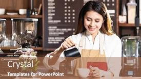  Presentation with food industry - PPT layouts with young-adult-asian-female-woman background and a coral colored foreground