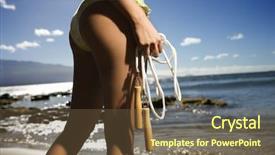  Presentation with maui - Presentation theme featuring young adult asian filipino female standing on beach in swimsuit holding jump rope close up of buttocks of asian filipino young adult female holding jump rope in swimsuit on beach in maui hawaii background and a tawny brown colored foreground