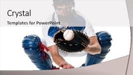  Presentation with baseball player - Beautiful slide deck featuring young adult baseball player studio shot over white backdrop and a white colored foreground