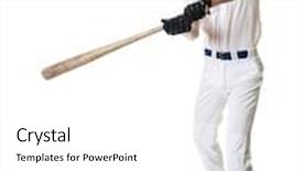  Presentation with baseball player - Slide deck having young adult baseball player studio shot over white background and a white colored foreground