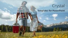  Presentation with fridge - Presentation theme having young-adult-caucasian-couple-holding background and a  colored foreground