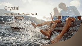  Presentation with dock - PPT layouts featuring young-adult-caucasian-couple-sitting background and a sky blue colored foreground